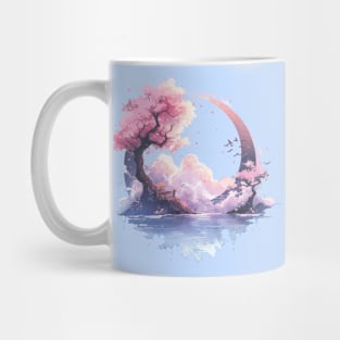 Sakura Bonsai Embrassing the Moon Scenery Mug